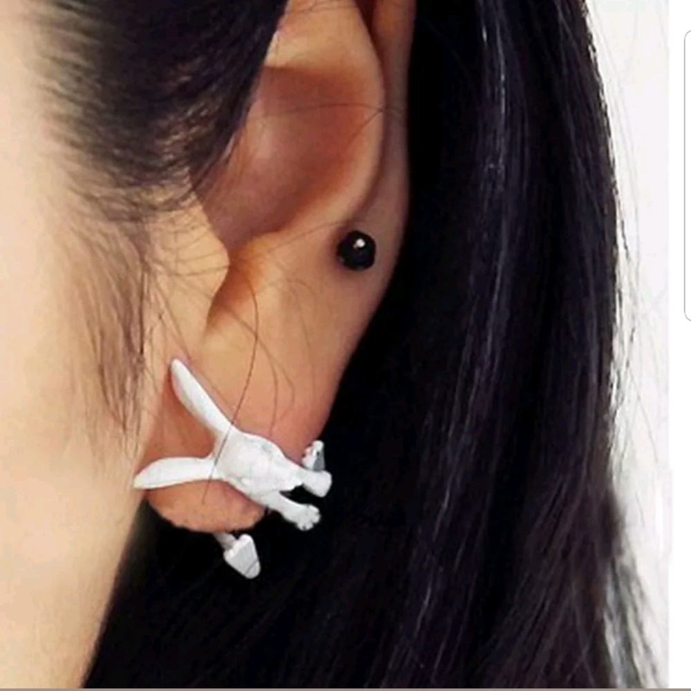 Bunny Rabbit White Stud Earrings Easter NEW Cute - Picture 2 of 3